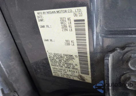 2010 Nissan Altima 3.5 Sr from USA, damaged, VIN 1N4BL2AP1AC180831
